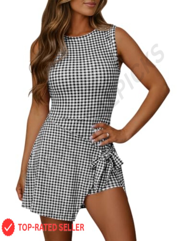 Sleeveless Wrap Mini Dress With Built-In Shorts